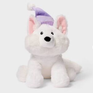 12" Arctic Fox with Hat Stuffed Animal" - Gigglescape